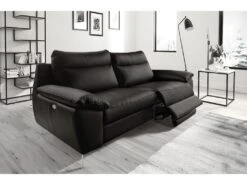 Canapé 3 Places Avec 2 Relax électriques En 100% Tout Cuir épais De Luxe Italien, PERINI, Noir