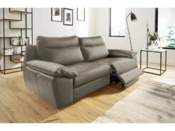 Canapé 2 Places Avec 2 Relax électriques En 100% Tout Cuir épais De Luxe Italien, PERINI, Taupe