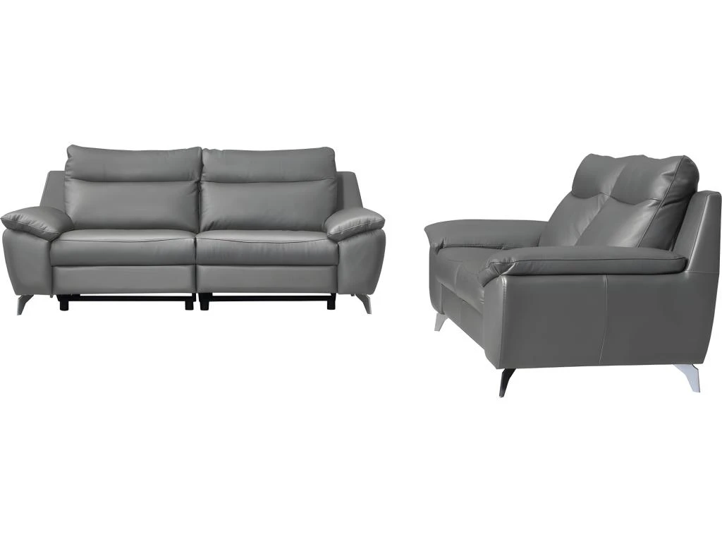 Canapé 3 Places Avec 2 Relax électriques En 100% Tout Cuir épais De Luxe Italien, PERINI, Gris 6 Canapé 3 Places Avec 2 Relax électriques En 100% Tout Cuir épais De Luxe Italien, PERINI, Gris – Image 6