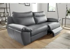 Canapé 2 Places Avec 2 Relax électriques En 100% Tout Cuir épais De Luxe Italien, PERINI, Gris