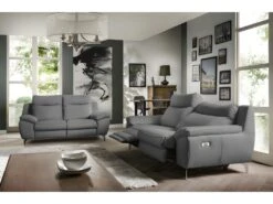 Canapé 2 Places Avec 2 Relax électriques En 100% Tout Cuir épais De Luxe Italien, PERINI, Gris -Deco.fr Soldes Boutique canape 13581205