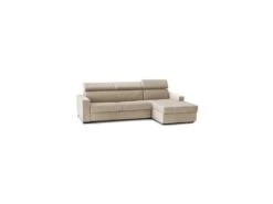 Canapé Daasen, Canapé D'angle, 100% Made In Italy, Canapé Avec Ouverture Pivotante, Avec Péninsule Conteneur Droite, Avec Accoudoirs Fins, Cm 260x95h85, Beige