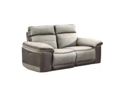 Canapé Relaxation 2,5 Places Motorisé En Tissu Bicolore Beige - CLARA