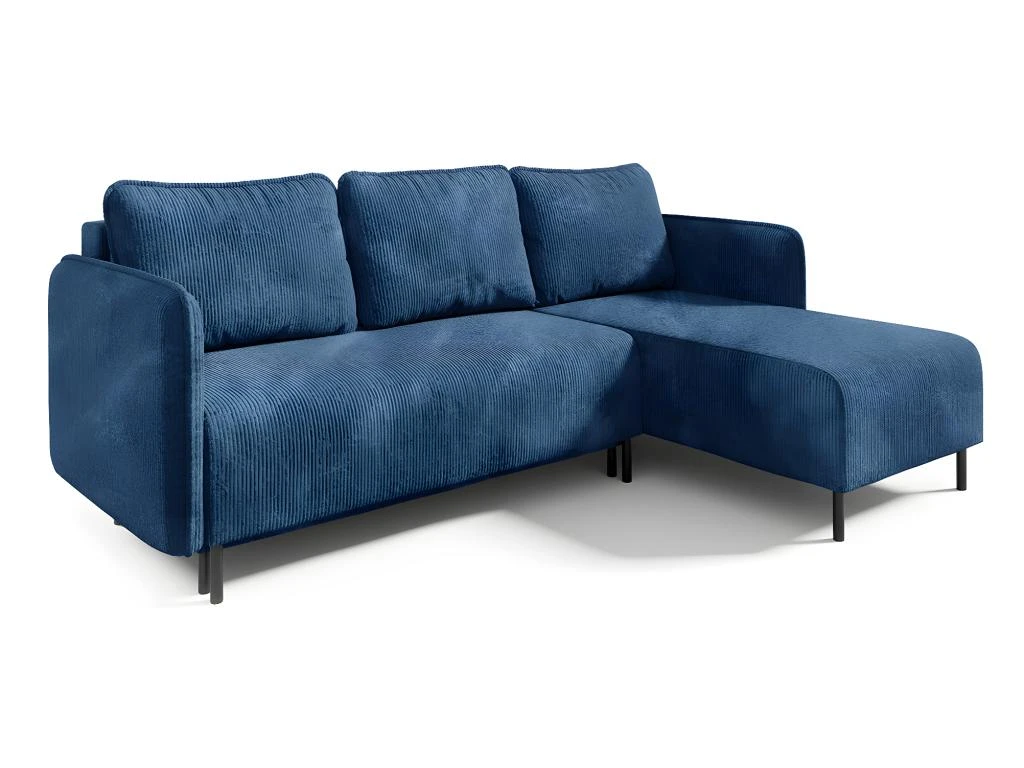 Canapé D'angle Réversible Et Convertible 3 Places Avec Coffre Robin Velours Côtelé Bleu 1 Canapé D'angle Réversible Et Convertible 3 Places Avec Coffre Robin Velours Côtelé Bleu