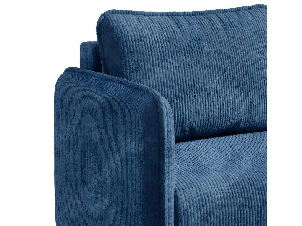 Canapé D'angle Réversible Et Convertible 3 Places Avec Coffre Robin Velours Côtelé Bleu 2 Canapé D'angle Réversible Et Convertible 3 Places Avec Coffre Robin Velours Côtelé Bleu – Image 2