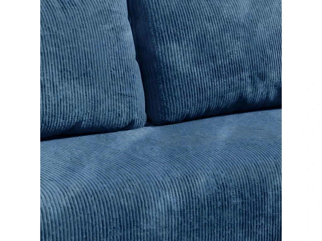 Canapé D'angle Réversible Et Convertible 3 Places Avec Coffre Robin Velours Côtelé Bleu 3 Canapé D'angle Réversible Et Convertible 3 Places Avec Coffre Robin Velours Côtelé Bleu – Image 3