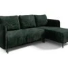 Canapé D'angle Réversible Et Convertible 3 Places Avec Coffre Robin Velours Côtelé Vert Sapin