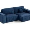 Canapé D'angle Réversible Et Convertible 3 Places Avec Coffre Isaac Mini Velours Côtelé Bleu -Deco.fr Soldes Boutique canape 13614181