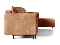 Canapé D'angle Réversible Et Convertible 3 Places Avec Coffre Robin Velours Côtelé Orange Brique -Deco.fr Soldes Boutique canape 13614279