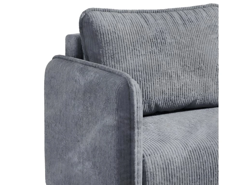 Canapé D'angle Réversible Et Convertible 3 Places Avec Coffre Robin Velours Côtelé Gris Clair 2 Canapé D'angle Réversible Et Convertible 3 Places Avec Coffre Robin Velours Côtelé Gris Clair – Image 2