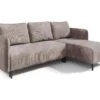 Canapé D'angle Réversible Et Convertible 3 Places Avec Coffre Robin Velours Côtelé Taupe