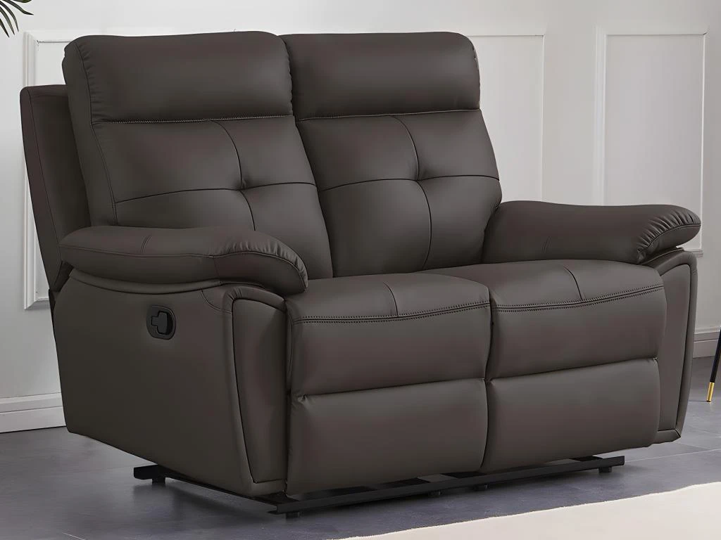 Canapé 2 Places Relax En Cuir Marron VINETA 11 Canapé 2 Places Relax En Cuir Marron VINETA – Image 11