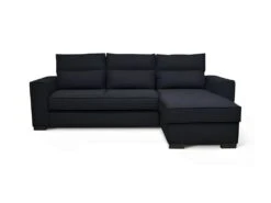 Canapé Angle Convertible Réversible 4 Places - Tissu Bleu Foncé - HEXAGONE