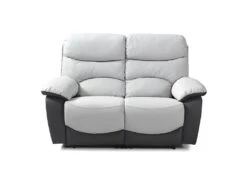 Canapé 2 Places Relax Manuel - Simili Gris Clair Et Gris Foncé - SOBRAL