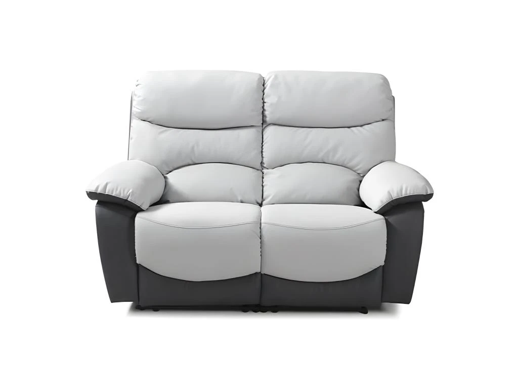 Canapé 2 Places Relax Manuel - Simili Gris Clair Et Gris Foncé - SOBRAL 1 Canapé 2 Places Relax Manuel - Simili Gris Clair Et Gris Foncé - SOBRAL