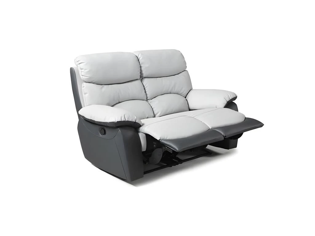 Canapé 2 Places Relax Manuel - Simili Gris Clair Et Gris Foncé - SOBRAL 4 Canapé 2 Places Relax Manuel - Simili Gris Clair Et Gris Foncé - SOBRAL – Image 4