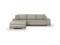 Canapé D'angle Convertible Réversible + Coffre De Rangement - Tissu Beige - INDIAN