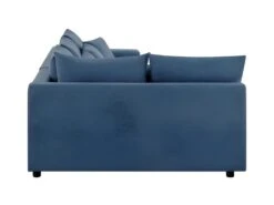 Canapé D'angle Gauche Convertible + Coffre De Rangement + 4 Coussins - Tissu Bleu - OWENS -Deco.fr Soldes Boutique canape 13952337