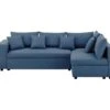 Canapé D'angle Droite Convertible + Coffre De Rangement + 4 Coussins - Tissu Bleu - OWENS -Deco.fr Soldes Boutique canape 13952361