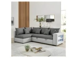 Canapé D'angle Convertible Gauche + Coffre De Rangement - Gris Foncé Et Clair - FL ASH -Deco.fr Soldes Boutique canape 13952553