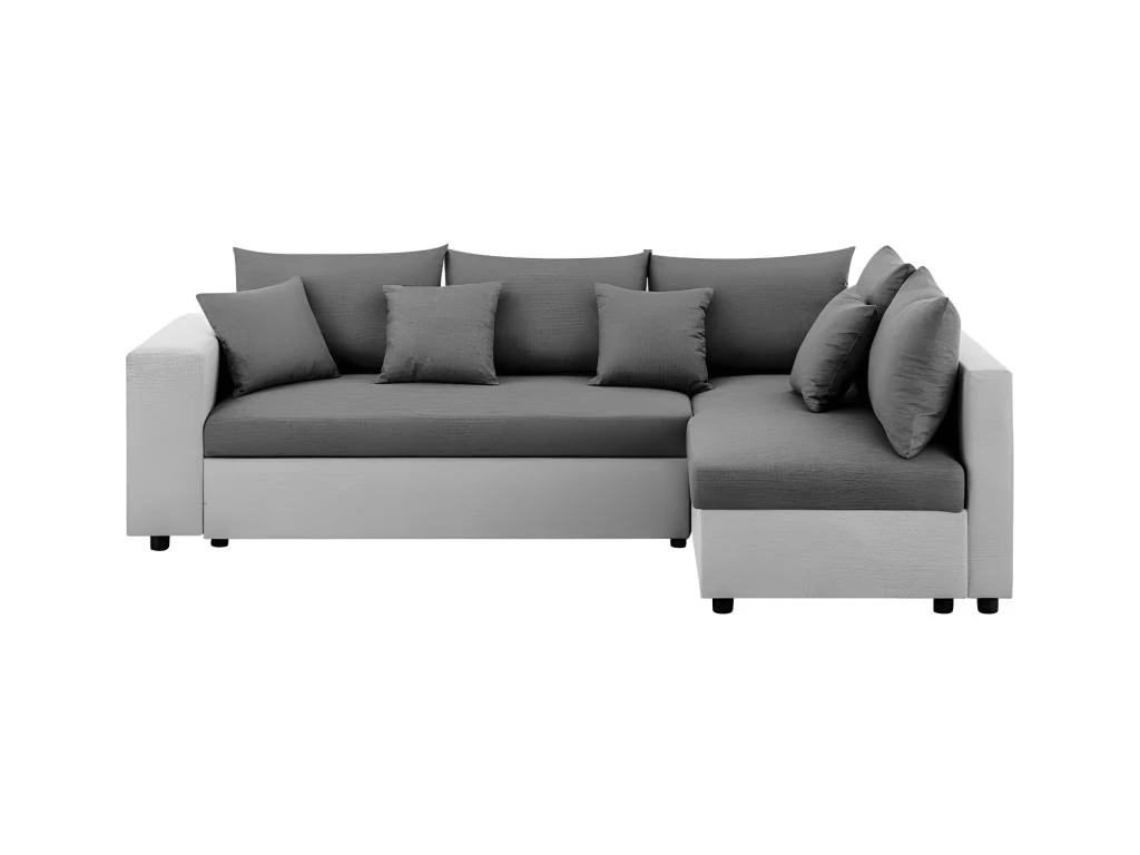 Canapé D'angle Convertible Droite + Coffre De Rangement - Gris Foncé Et Clair - FL ASH 1 Canapé D'angle Convertible Droite + Coffre De Rangement - Gris Foncé Et Clair - FL ASH