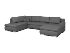 Canapé D'angle Panoramique Convertible - 7 Places - Tissu 100% Polyester - Gris - INDIAN 7 Canapé D'angle Panoramique Convertible - 7 Places - Tissu 100% Polyester - Gris - INDIAN -Deco.fr Soldes Boutique canape 13958283