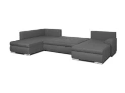 Canapé D'angle Panoramique Convertible - 7 Places - Tissu 100% Polyester - Gris - INDIAN 8 Canapé D'angle Panoramique Convertible - 7 Places - Tissu 100% Polyester - Gris - INDIAN -Deco.fr Soldes Boutique canape 13958285