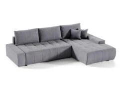 Canapé D'angle Convertible Droit 4 Places Avec Coffre Jonas Gris Foncé