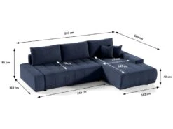 Canapé D'angle Convertible Droit 4 Places Avec Coffre Jonas Bleu Marine -Deco.fr Soldes Boutique canape 14018841