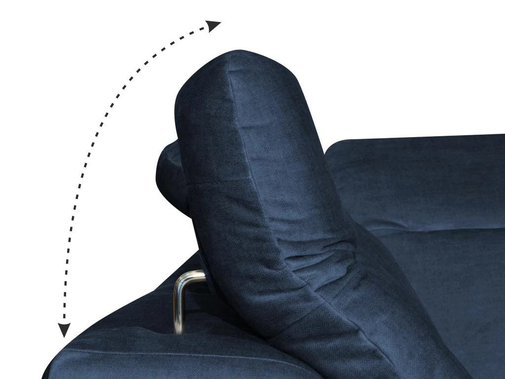 Canapé D'angle Panoramique Droit Convertible En Velours Bleu Nuit SANTANA 6 Canapé D'angle Panoramique Droit Convertible En Velours Bleu Nuit SANTANA – Image 6