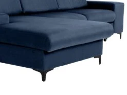 Canapé D'angle Droit Convertible En Velours Bleu SANTANA -Deco.fr Soldes Boutique canape 14023259