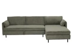 Canapé D'angle Droit Convertible En Velours Côtelé Vert Olive ALEXANDRA