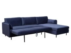 Canapé D'angle Droit Convertible En Velours Bleu Nuit ALEXANDRA -Deco.fr Soldes Boutique canape 14178385