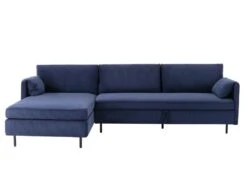 Canapé D'angle Gauche Convertible En Velours Côtelé Bleu Foncé ALEXANDRA -Deco.fr Soldes Boutique canape 14223665