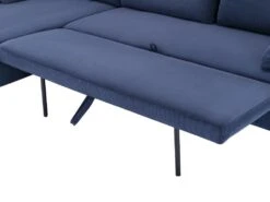 Canapé D'angle Gauche Convertible En Velours Côtelé Bleu Foncé ALEXANDRA -Deco.fr Soldes Boutique canape 14223677