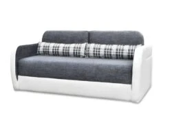 Canapé 2 Places Convertible Déplimousse En Tissu Et Simili VILO - Blanc Et Gris -Deco.fr Soldes Boutique canape 142470