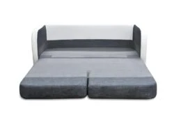 Canapé 2 Places Convertible Déplimousse En Tissu Et Simili VILO - Blanc Et Gris -Deco.fr Soldes Boutique canape 142472