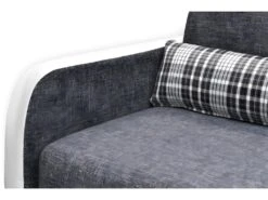 Canapé 2 Places Convertible Déplimousse En Tissu Et Simili VILO - Blanc Et Gris -Deco.fr Soldes Boutique canape 142473