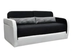 Canapé 2 Places Convertible Déplimousse En Tissu Et Simili VILO - Blanc Et Gris -Deco.fr Soldes Boutique canape 142476