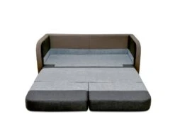 Canapé 2 Places Convertible Déplimousse En Tissu Et Simili VILO - Blanc Et Gris -Deco.fr Soldes Boutique canape 142483