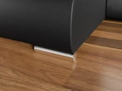 Canapé D'angle Gauche Panoramique Convertible En Tissu Texturé Et Simili Gris Et Noir SONDRIO -Deco.fr Soldes Boutique canape 14290861