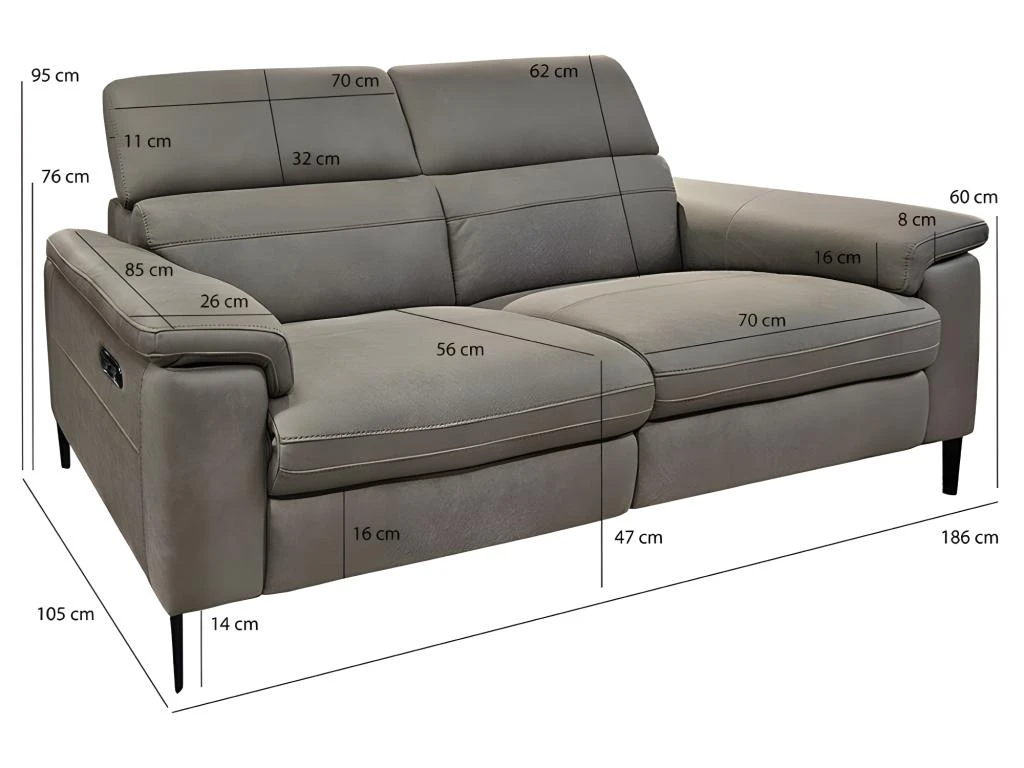 Canapé Relax 2.5 Places Tissu Microfibre Taupe Avec Prise USB - CHOPPER 5 Canapé Relax 2.5 Places Tissu Microfibre Taupe Avec Prise USB - CHOPPER – Image 5