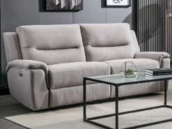 Canapé 3 Places Relax électrique En Tissu Gris Clair URSULA II -Deco.fr Soldes Boutique canape 14455299