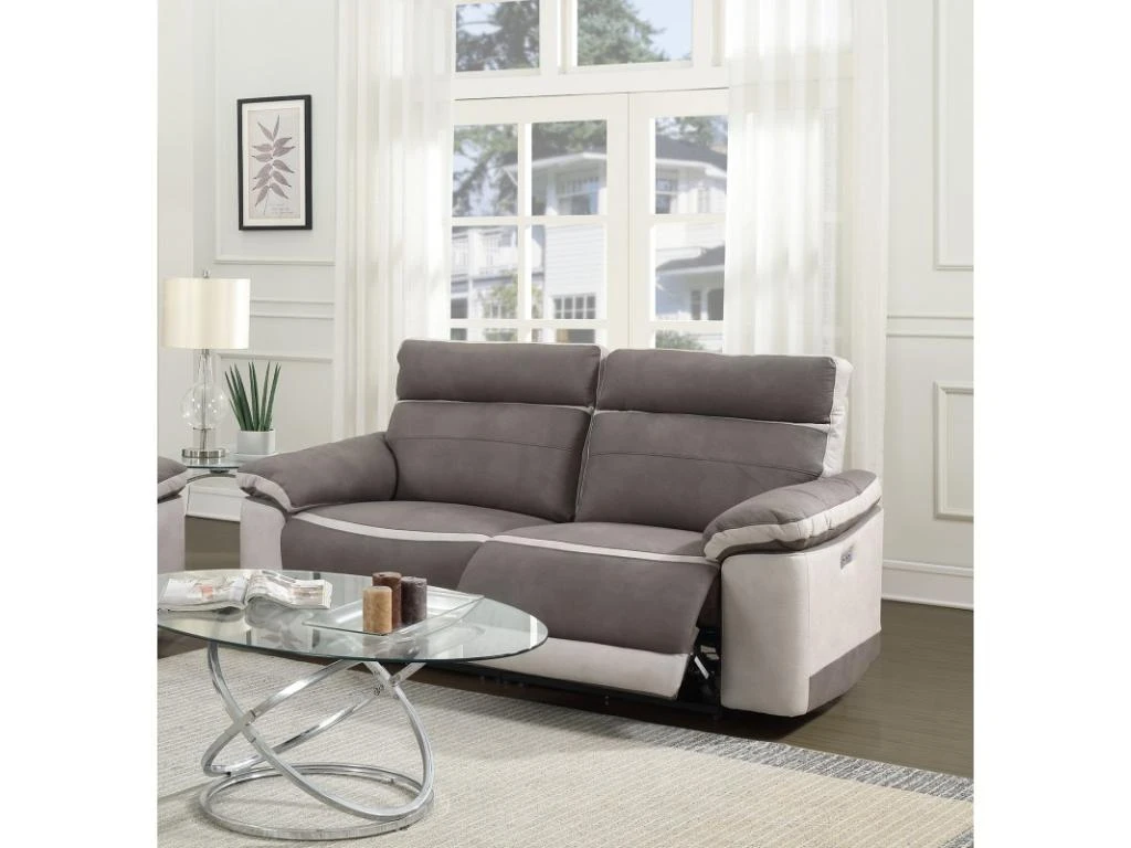 Canapé Relaxation 2,5 Places Motorisé En Tissu Bicolore Taupe - CLARA 5 Canapé Relaxation 2,5 Places Motorisé En Tissu Bicolore Taupe - CLARA – Image 5