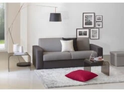 Canapé Dabakah, Canapé 3 Places, 100% Made In Italy, Canapé De Salon à Ouverture Pivotante, En Tissu Matelassé, Avec Accoudoirs Fins, Cm 200x95h90, Gris Et Anthracite