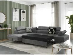 Canapé D'angle RIO Convertible Avec Coffre En Microfibre - Angle Gauche, Gris -Deco.fr Soldes Boutique canape 14641251