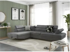 Canapé D'angle RIO Convertible Avec Coffre En Microfibre - Angle Gauche, Gris -Deco.fr Soldes Boutique canape 14641255
