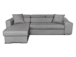 Canapé D'Angle ELONA Convertible En Tissu Gris Clair Avec Poufs De Rangement à Droite