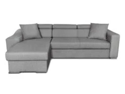 Canapé D'Angle ELONA Convertible En Tissu Gris Clair Avec Poufs De Rangement à Droite -Deco.fr Soldes Boutique canape 14641751