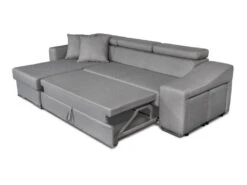 Canapé D'Angle ELONA Convertible En Tissu Gris Clair Avec Poufs De Rangement à Droite -Deco.fr Soldes Boutique canape 14641753